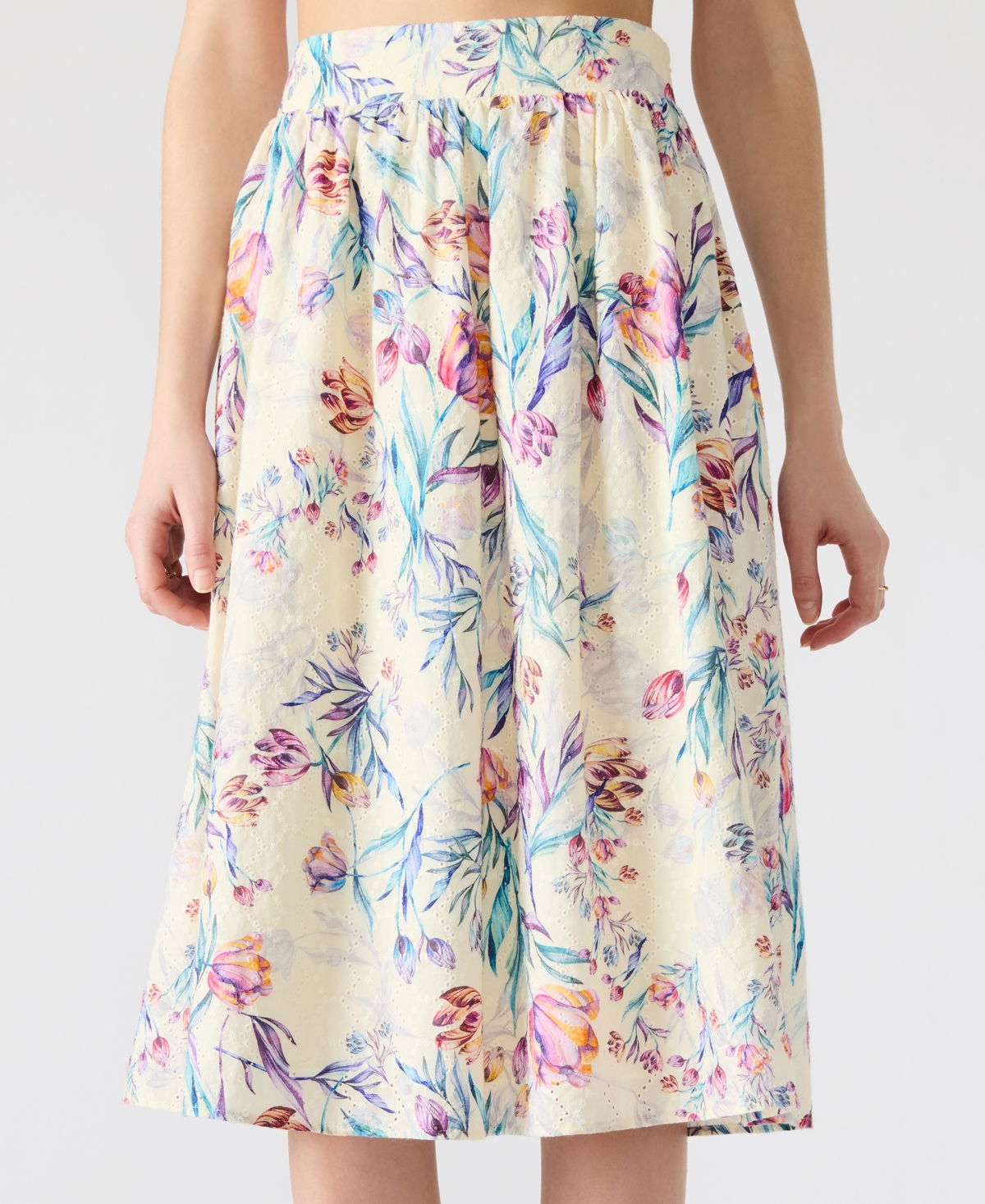 Women's Carlynn Printed Cotton Eyelet Midi Skirt - Antique