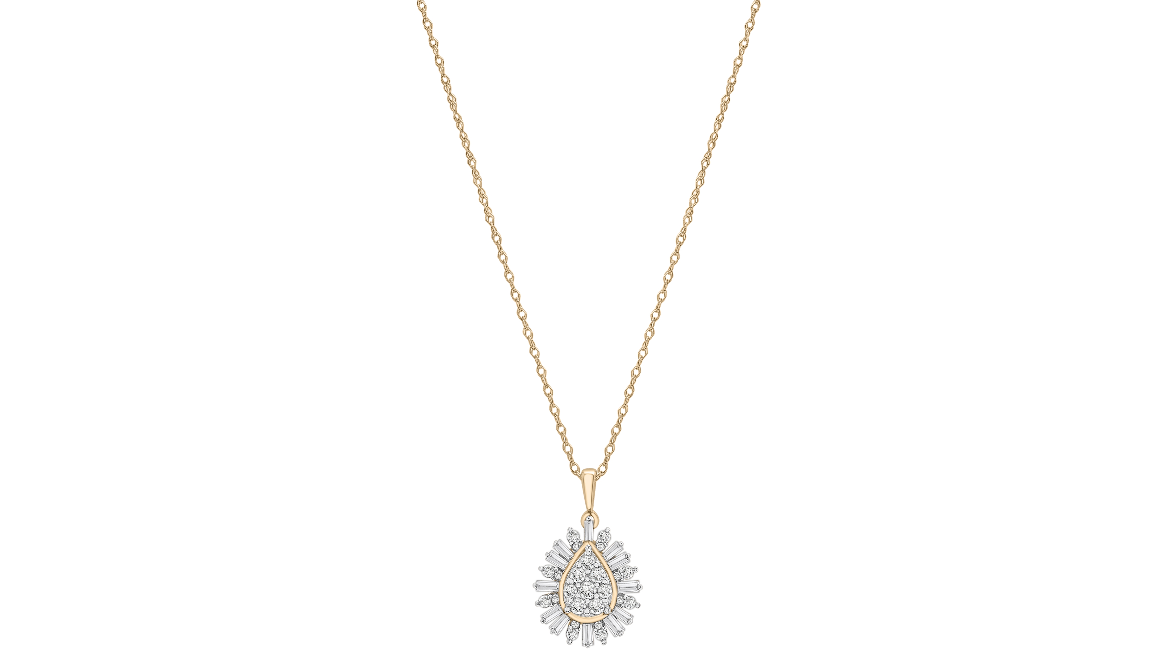 Wrapped in Love Diamond Round & Baguette Teardrop Cluster 18" Pendant Necklace (1/2 ct. t.w.) in 14k Gold, Exclusively at Macy's