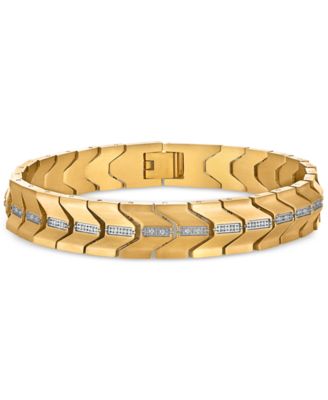 Esquire Men's Jewelry - Diamond Chevron Link Bracelet (1/4 ct. t.w.) in Stainless Steel & Gold Ion-Plate