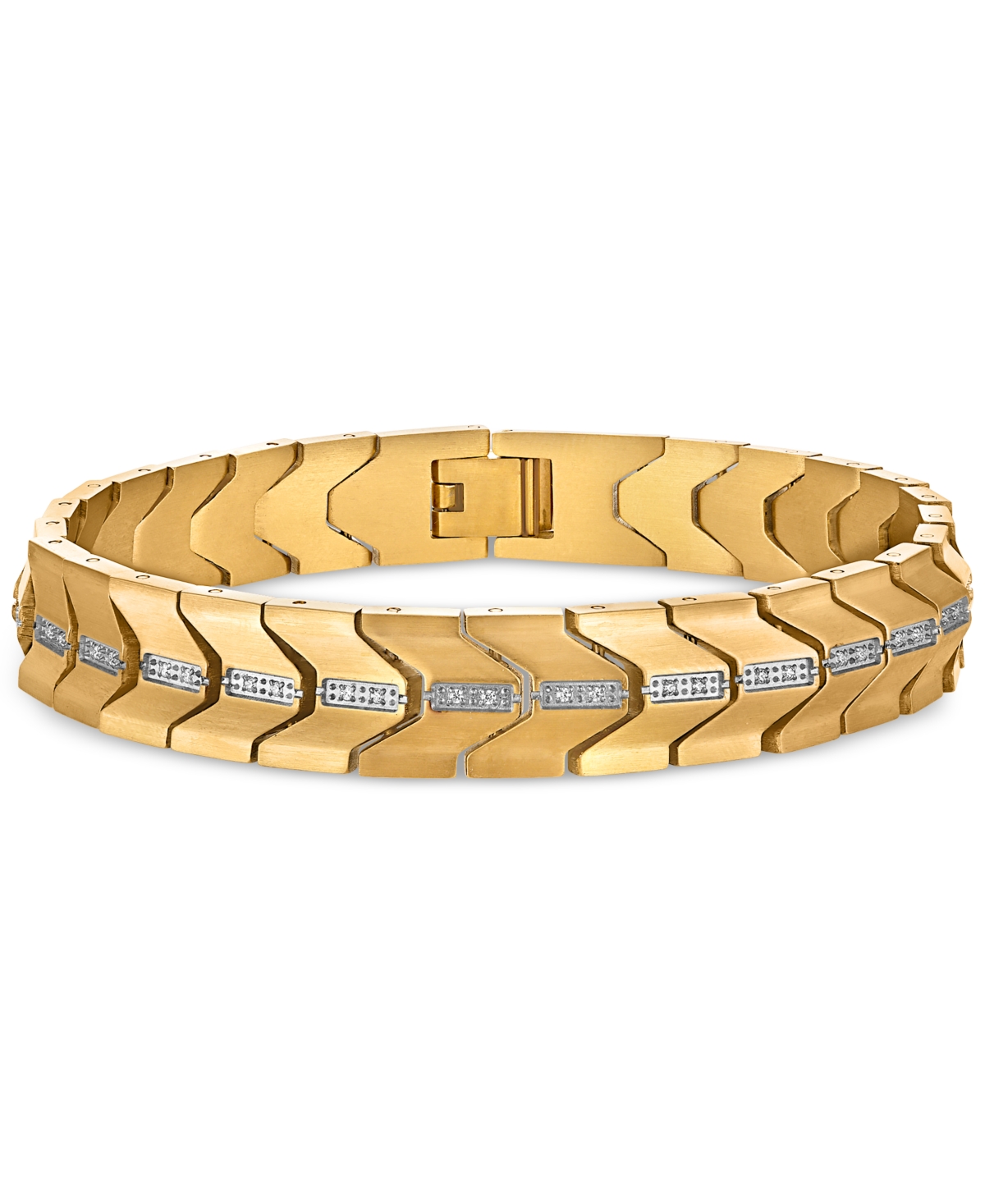 Diamond Chevron Link Bracelet (1/4 ct. t.w.) in Stainless Steel & Gold Ion-Plate, Exclusively at Macy's - Gold-Tone