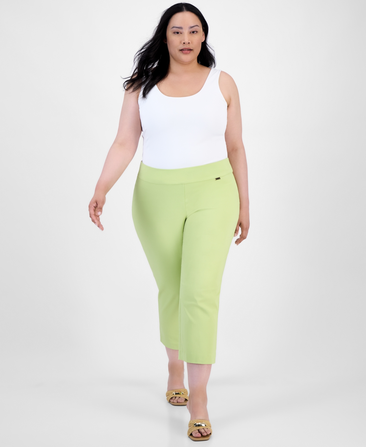 Inc International Concepts Plus Size Mid-rise Pull-on Capri Pants, Created For Macy's