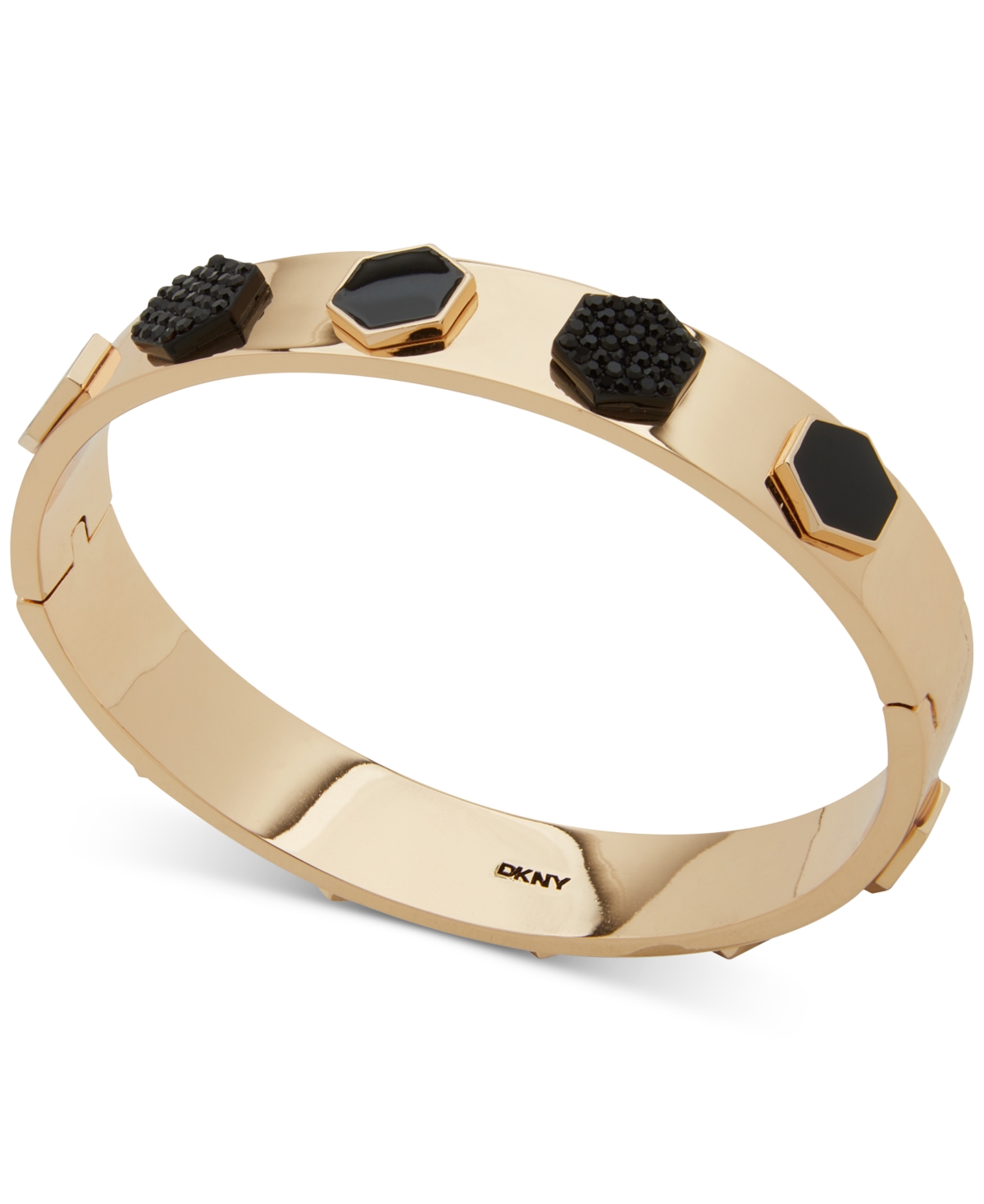 Dkny Gold-tone Color Pave & Hexagon Bangle Bracelet
