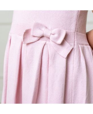 Big Girls Heirloom Sleeveless Pleated Sweater Dress with Bow