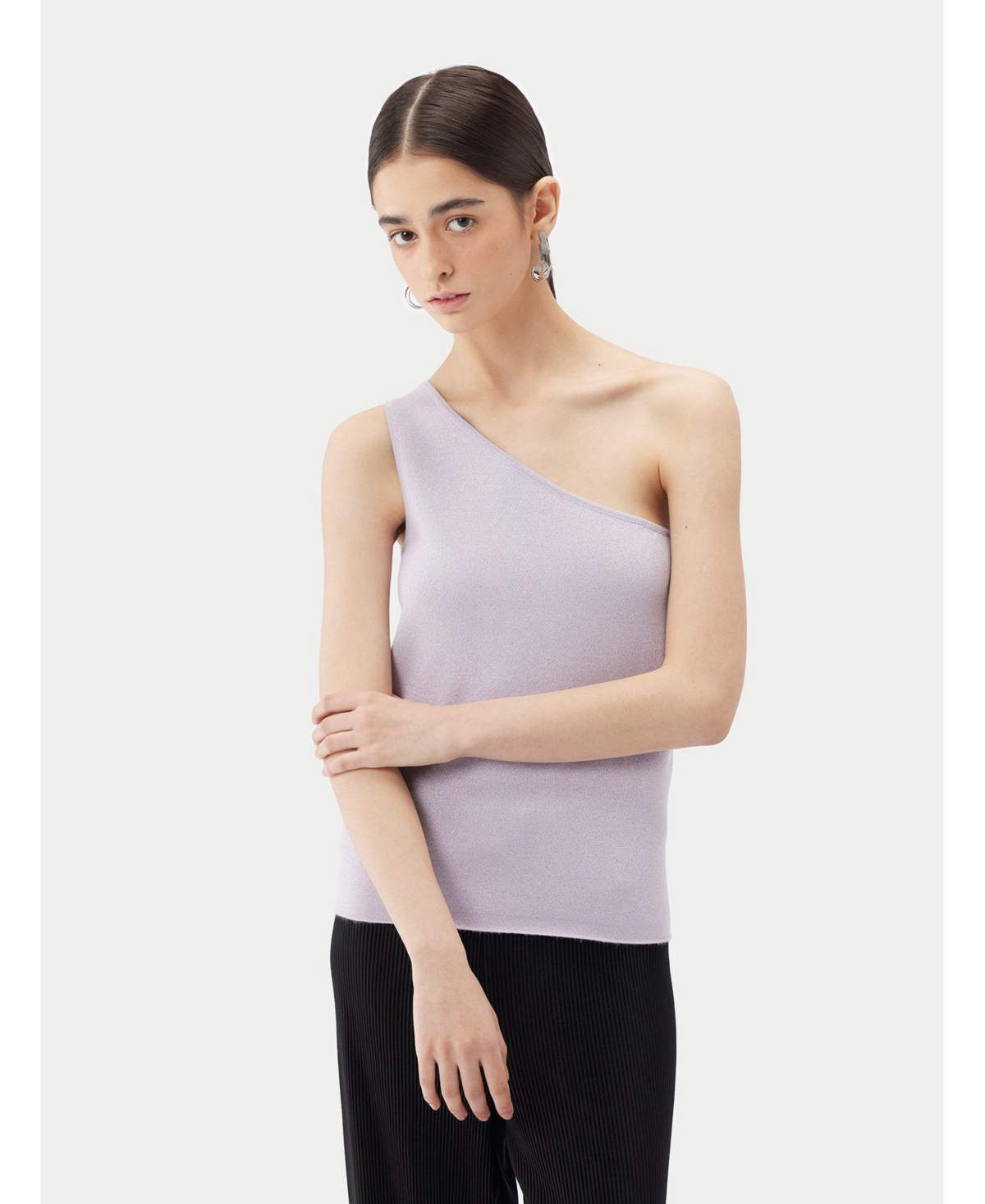Women's Cashmere Silk Sleeveless Asymmetric Top - Pink-orchid tint
