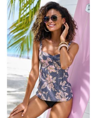 Women's Mix Print Underwire Tankini Swimsuit Top