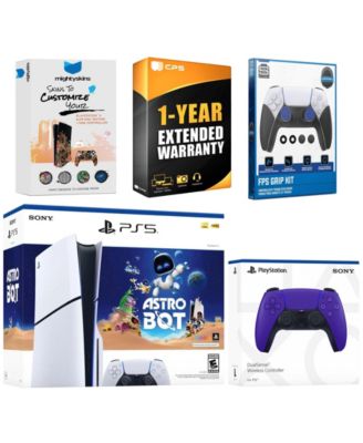 PlayStation 5 Slim Disc Astro Bot Bundle with Extra Controller, Trigger Stop Kit, MightySkins Code and 1 Year Extended Warranty