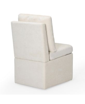 Modern Upholstered Chenille Armless Dining Chairs With Casters