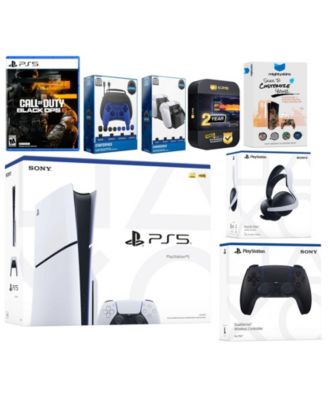 Playstation 5 Slim Disc PS5 1TB with Call of Duty Black Ops 6, Starlight Blue Controller, Pulse Elite Headset, Gamer Starter Pack, Charge Dock