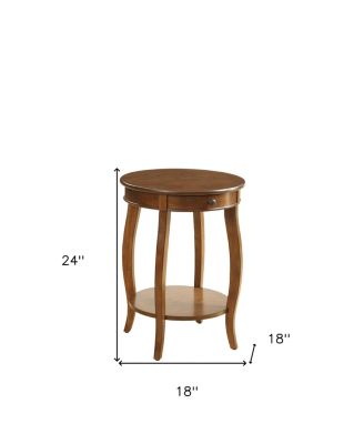 Round Solid Wood End Table with Shelf – Classic Design and Extra Storage