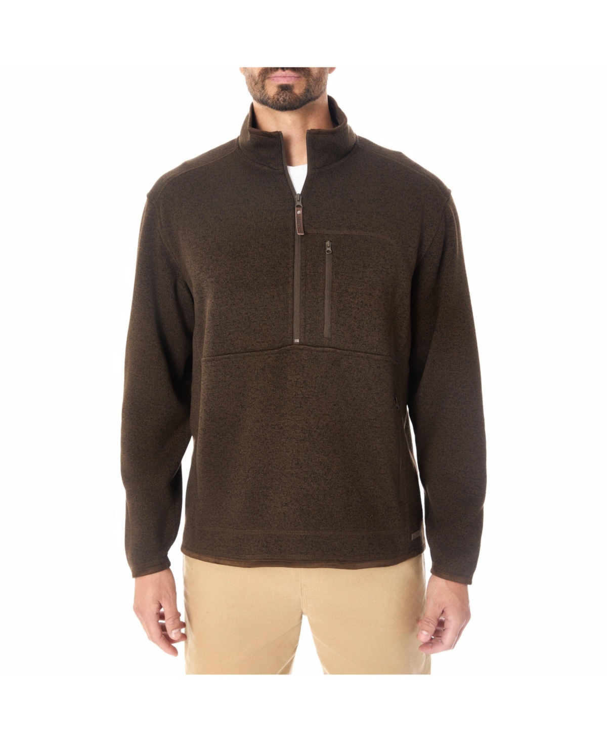 Men's Sweater Fleece Quarter Zip Pullover - Brown heather