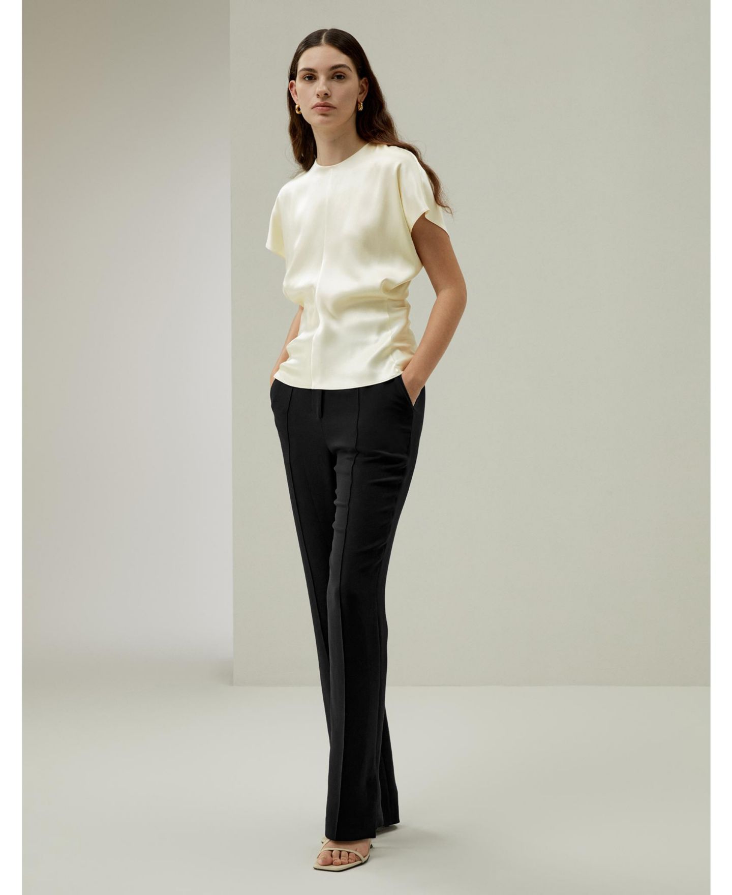 Женский топ LILYSILK Short Batwing Sleeve Silk Contour, цвет: Белый — фото 2
