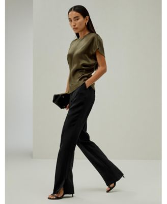 Women's Short Batwing Sleeve Silk Contour Top