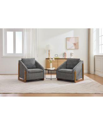 Modern Chenille Armchair with Wooden Frame