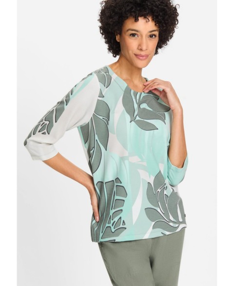 Женские топы Olsen Women's Tropic Palm Leaf Jersey Top