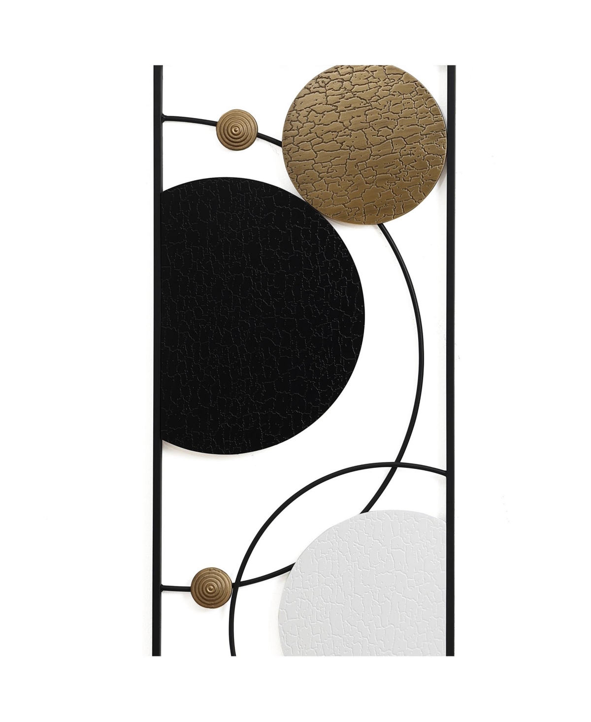 Luxenhome 2-piece Black, White, And Gold Modern Abstract Wall Decor Set In Black And White And Gold
