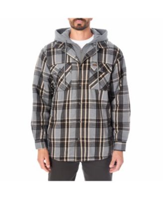 Men's Sherpa-Lined Hooded Flannel Shirt-Jacket with Inset
