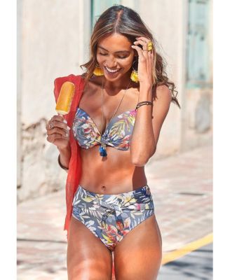 Women's High Waist Floral Bikini Swimsuit Bottom