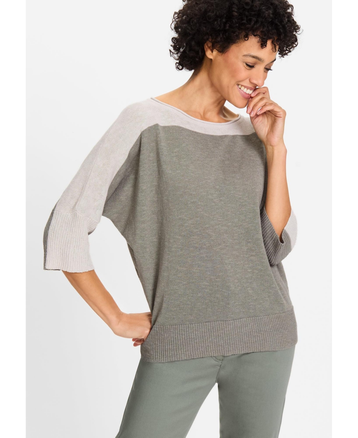 Women's Dolman Sleeve Boatneck Sweater - Jungle khaki