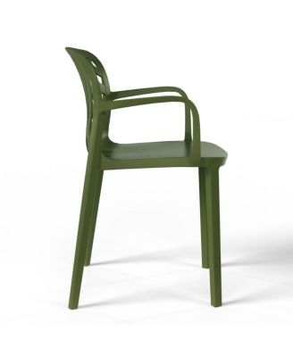 5-Piece Outdoor Resin Square Patio Dining Table Set with Modern Stackable Patio Dining Chairs