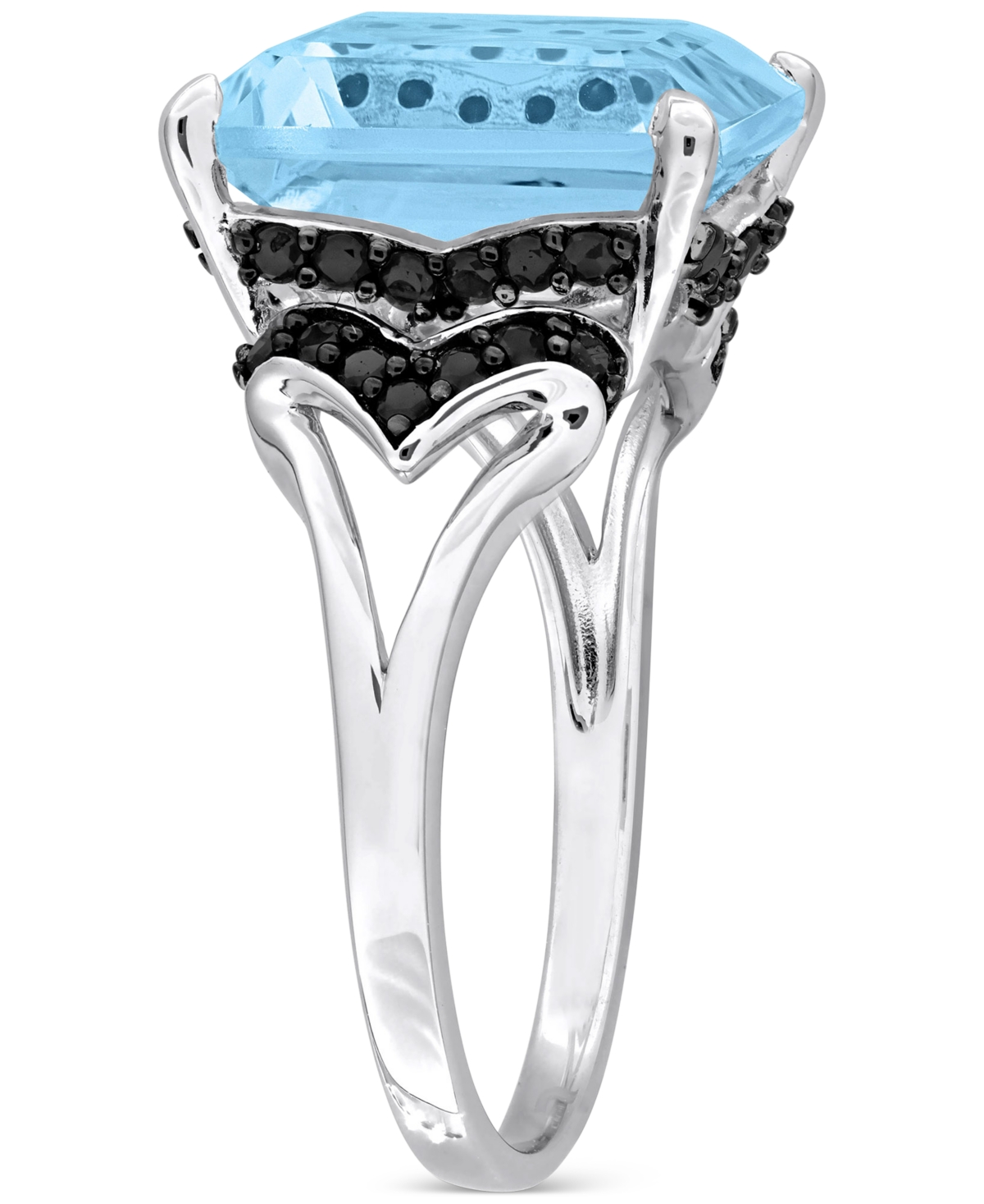 Blue Topaz (7-3/8 ct. t.w.) & Black Sapphire (3/8 Statement Ring Sterling Silver