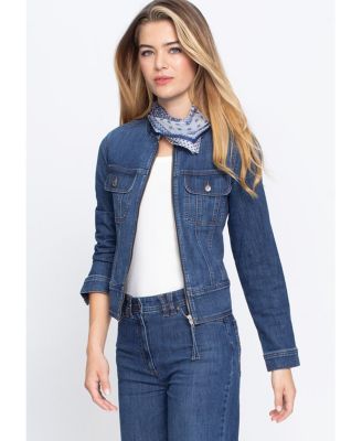 Women's Collarless Denim Jacket