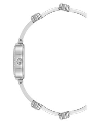 Women's Quartz Delicate Crystal Flower Silver-Tone Stainless Steel Bracelet Watch Set, 19mm