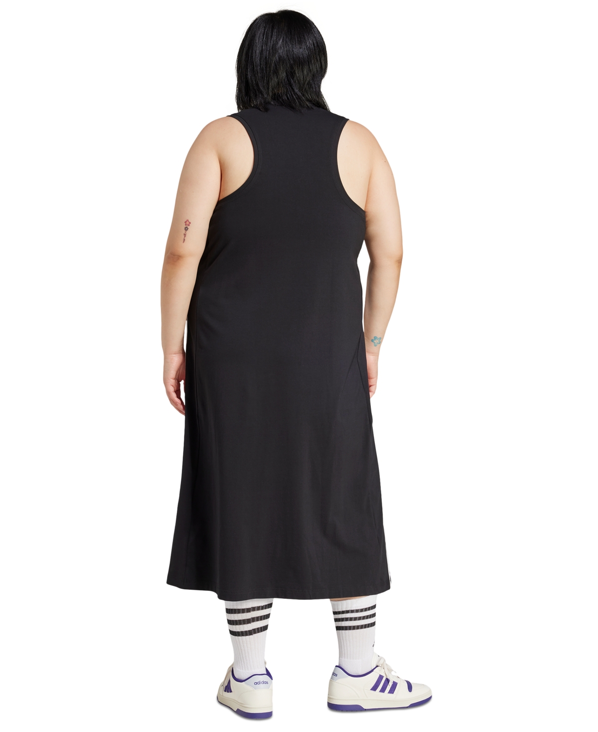 Adidas Originals Plus Size 3-stripe Logo Racerback Long Tank Dress
