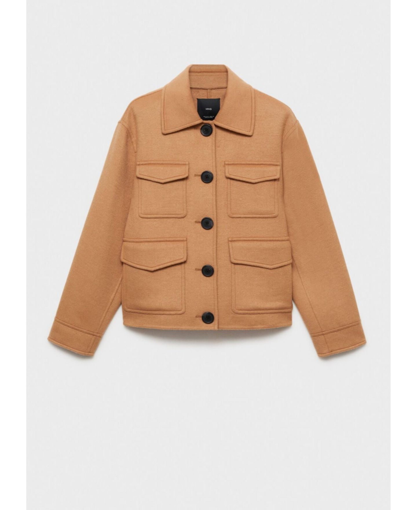 Женская куртка MANGO Pockets Detail Wool-Blend, цвет: Средний коричневый — фото 1