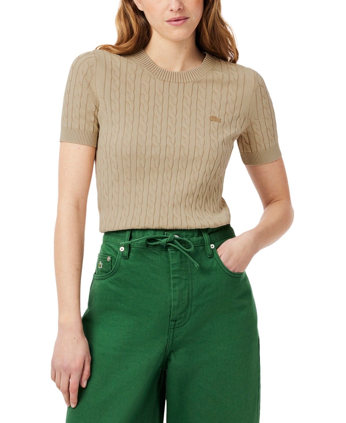 Lacoste Usa Women's Cotton Short-sleeve Sweater
