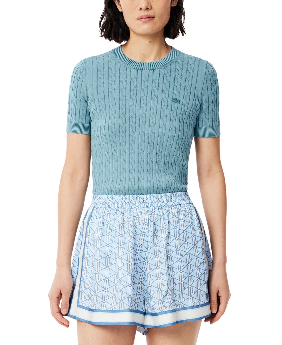 Lacoste Usa Women's Cotton Short-sleeve Sweater