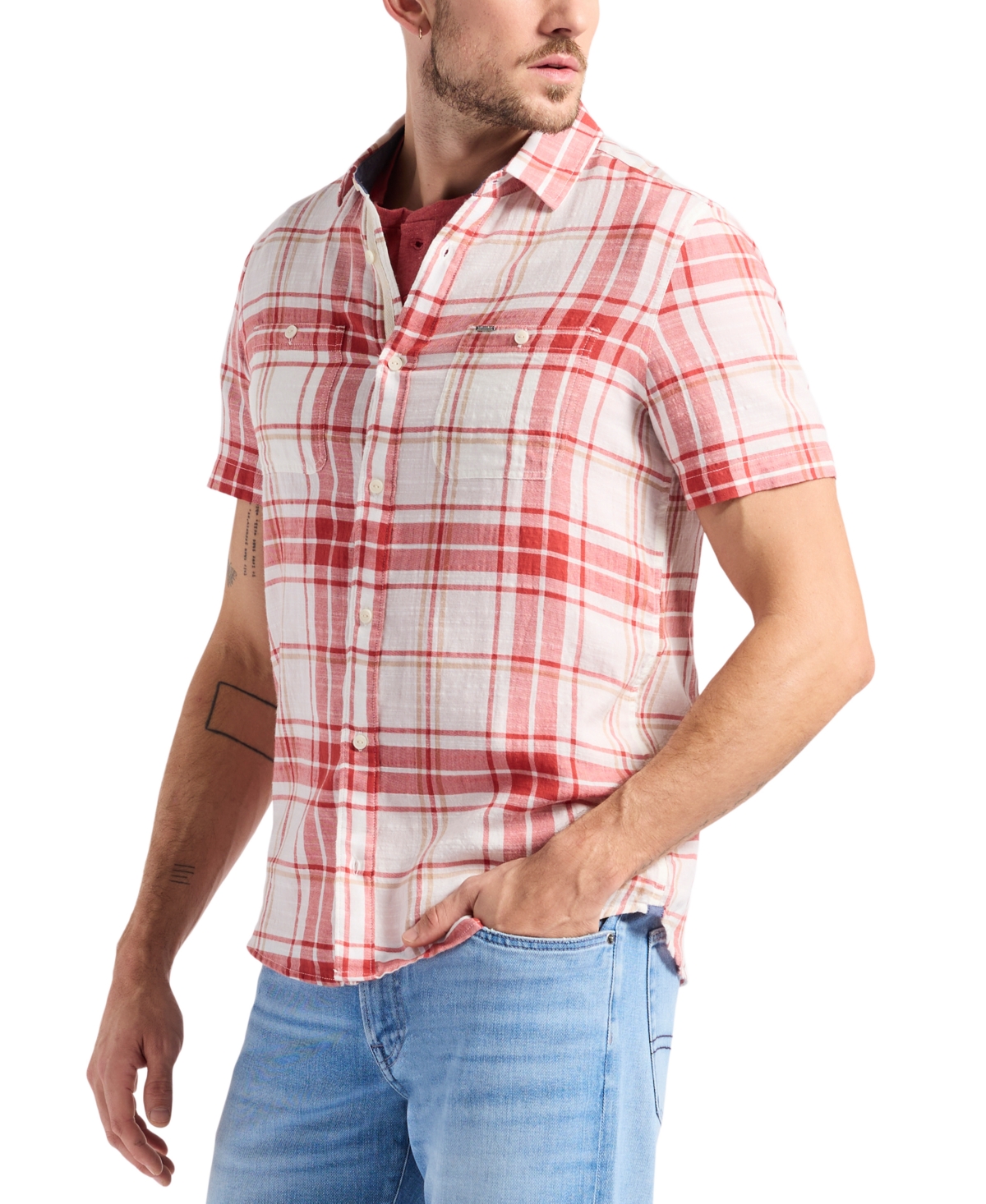 Buffalo David Bitton Men's Sagrino Fitted Short Sleeve Plaid Button-front Shirt