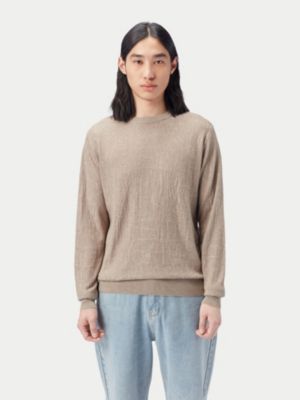 Men's Lightweight Silk Cashmere Textured Sweater Taupe