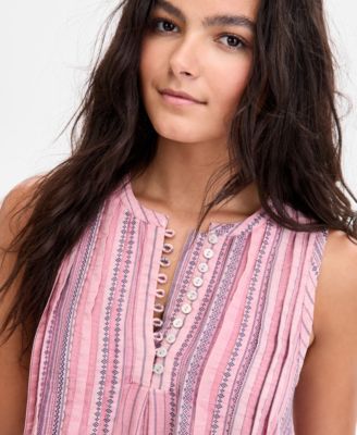 Women's Cotton Pintuck Button-Front Mini Dress