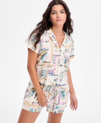 Lucky Brand - Women's Printed Linen-Blend Camp Shirt