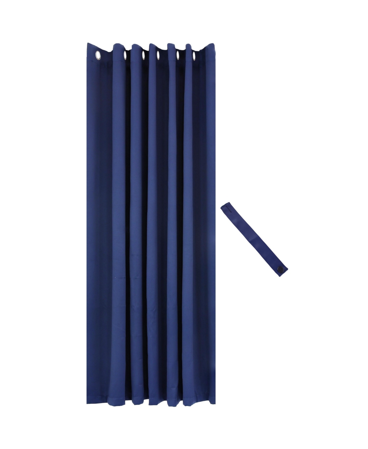 101 x 83 Inch Indoor/Outdoor Blackout Curtain with Grommet Top - Includes Tieback - Blue - Single Panel - Gray