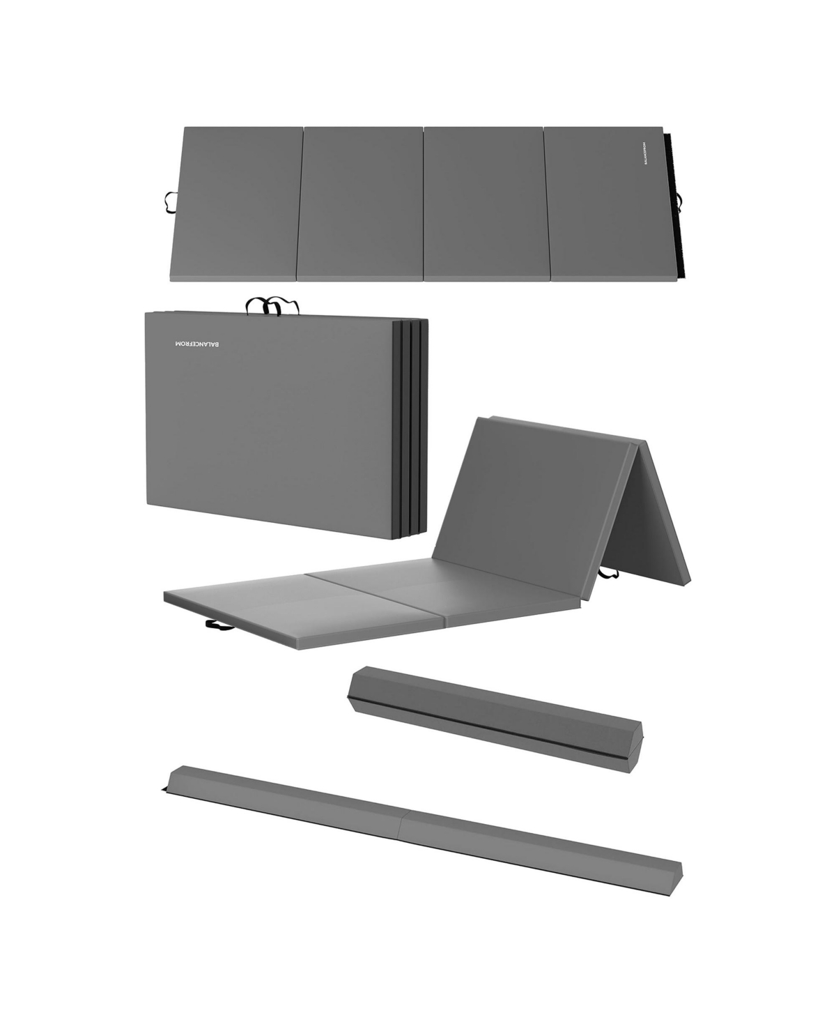 All Purpose Mat with 8 Ft Balance Beam Gymnastic Set, Gray
