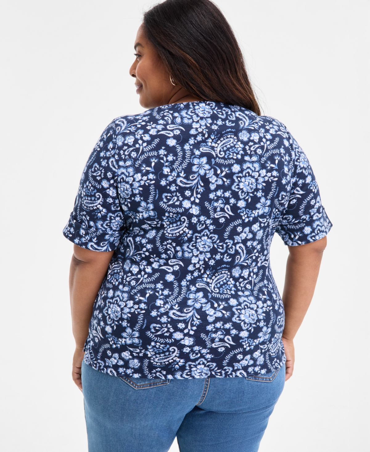 Style & Co Plus Size Printed Crewneck Top, Exclusively At Macy's