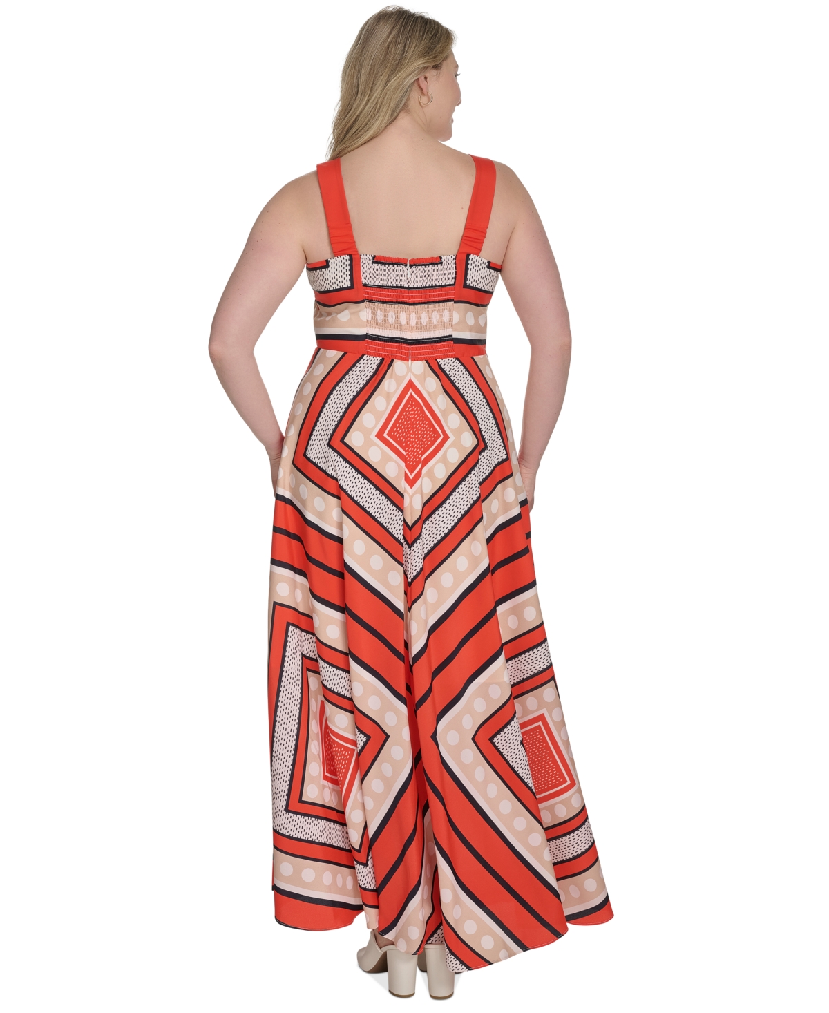 ELIZA J PLUS SIZE PRINTED SQUARE-NECK MAXI DRESS 