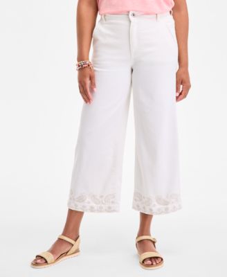 Women's High-Rise Embroidered-Cuff Crop Jeans, Exclusively at Macy's 
