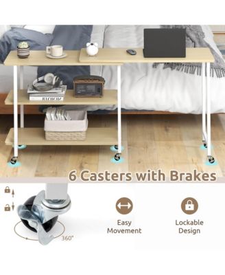 360° Rotatable Sofa Side Table L-shaped Laptop Desk Snack Table withShelf Patented
