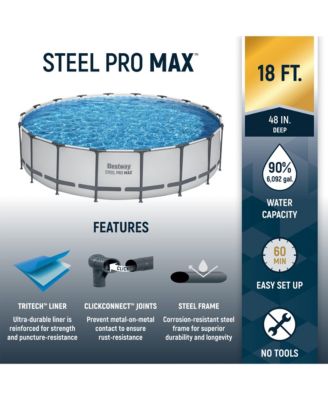 Steel Pro MAX 18'x48" Round Above Ground Swimming Pool with Pump & Cover
