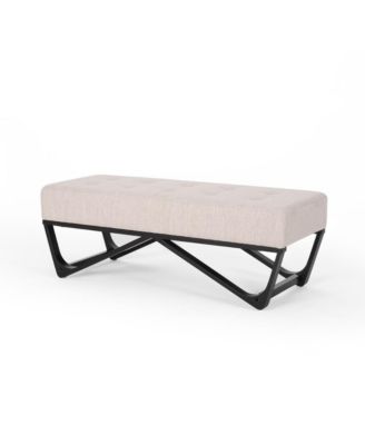 Upholstered Bench with Black Geometric Legs and Modern Bentwood Frame for Living Room or Bedroom