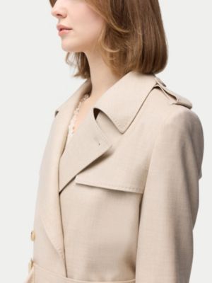 Women's Double Breasted Cashmere Trench Coat Black