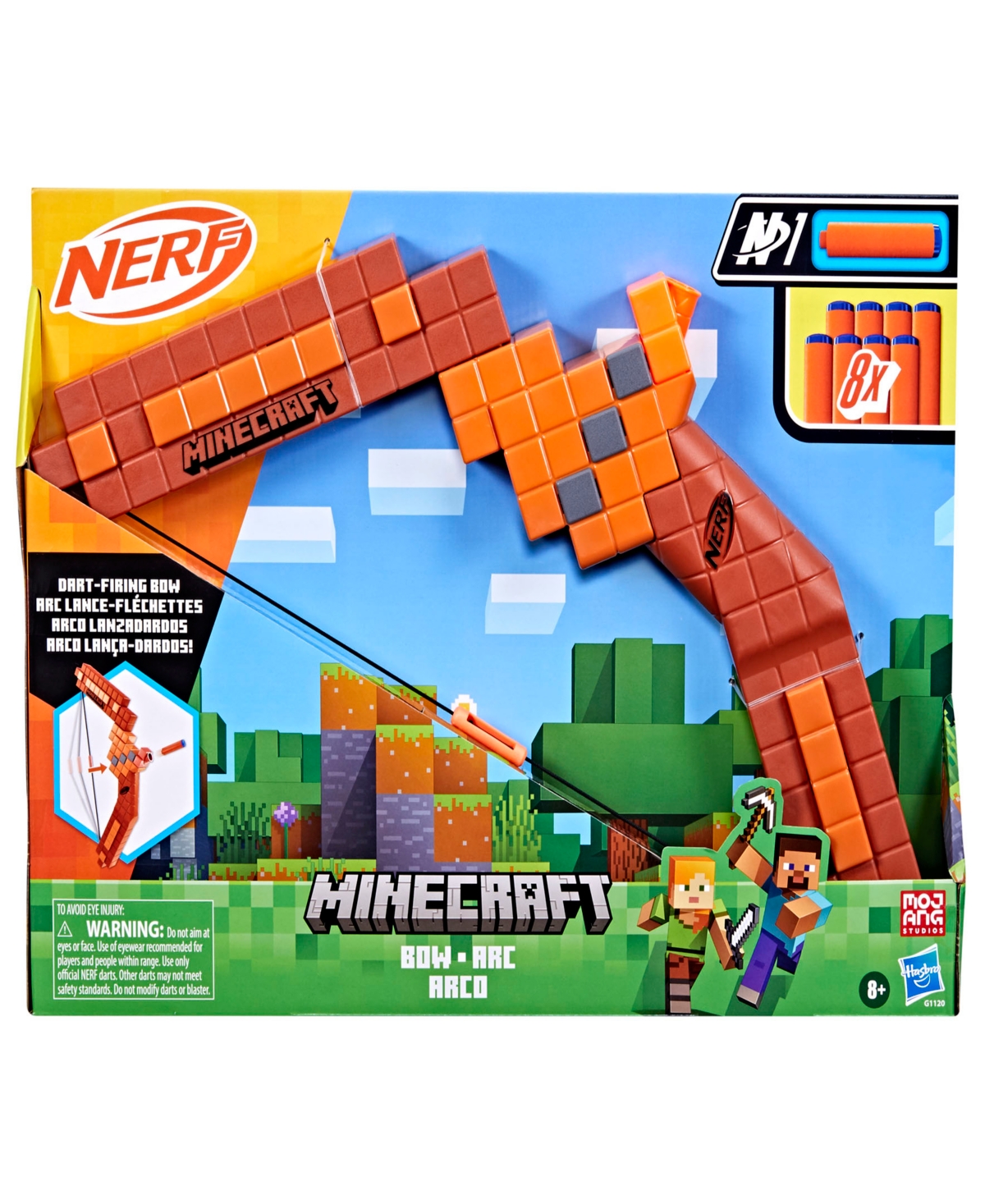 Nerf Minecraft Bow Dart Blaster In Multicolor
