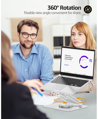 360° Rotating Laptop Stand for Desk | Ergonomic Adjustable Aluminum Riser Holder, Fits 10-16" Laptops & Notebooks