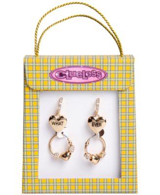 Gold-Tone 2-Pc. Set Pav&eacute; Heart Whatever Hoop Earrings