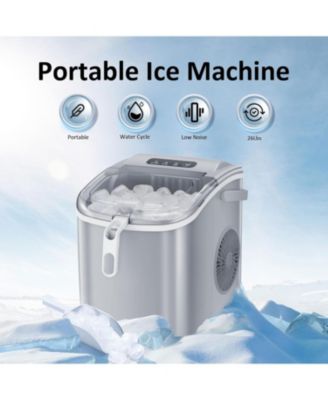 Portable Countertop Ice Maker, 26 lbs/24H with Self-Cleaning, Scoop & Basket, 9 Cubes in 6 Min Ice Machine