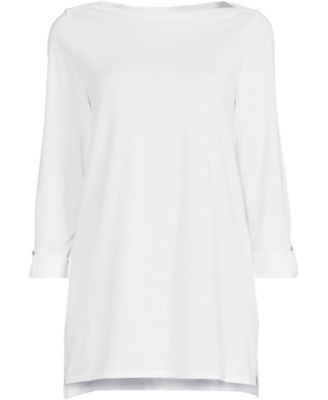 Women's Plus Size Supima Cotton Adjustable 3/4 Sleeve Boatneck Tunic