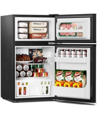 3.2 Cu. Ft. Double-Door Mini Fridge with Freezer and Adjustable Shelves