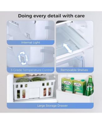 3.2 Cu. Ft. Double-Door Mini Fridge with Freezer and Adjustable Shelves